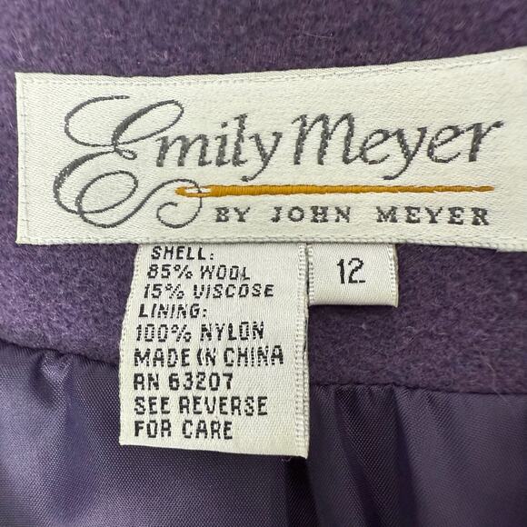 Vintage 90s Emily Meyer Purple Wool Blazer Women’s 12 Classic Lined Jacket - Picture 5 of 7